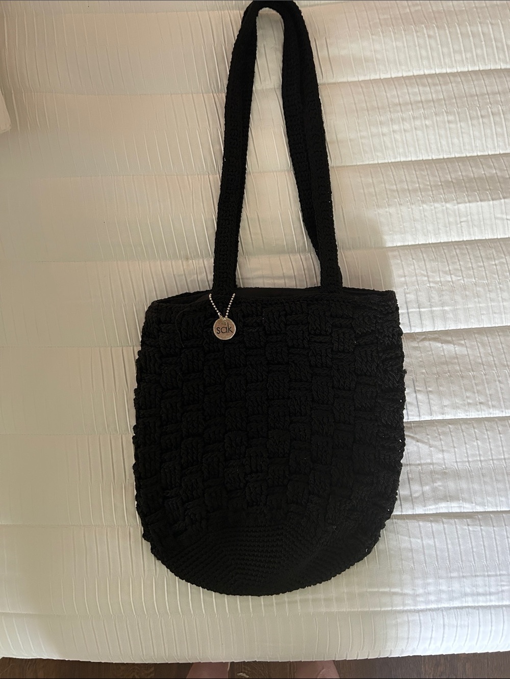 Handwoven Black Crochet Tote Bag by SCK
